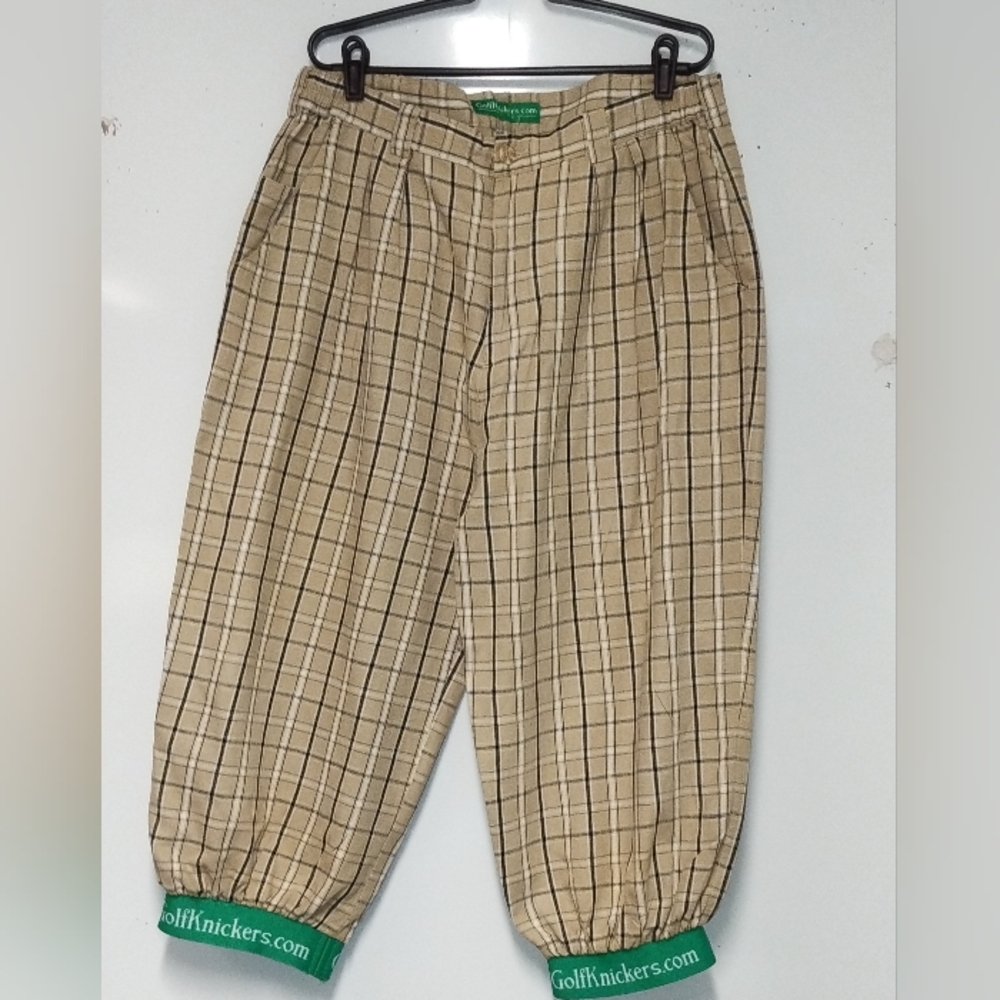 Beige Plaid Men's Pants